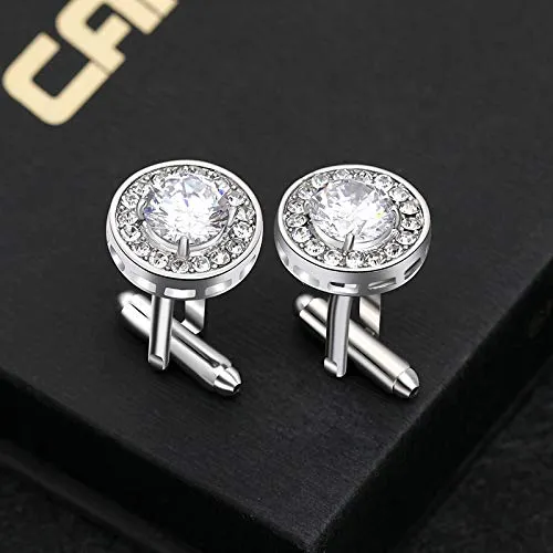 Yellow Chimes Bracelets Yellow Chimes Exclusive Collection Stainless Steel Crystal studded Silver Cuff Links for Men