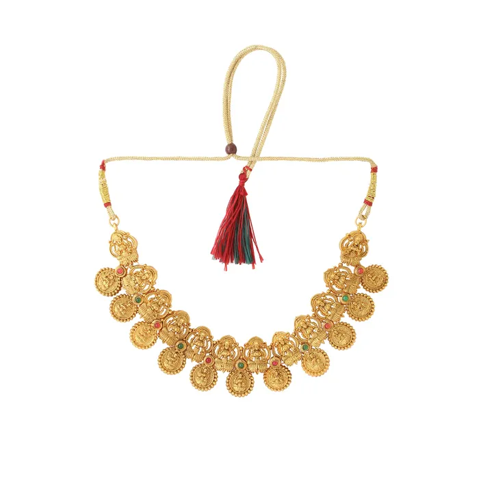Yellow Chimes Bracelets Yellow Chimes Jewellery Set for Women and Girls Temple Jewellery Set for Women Gold Plated Coin Designed Temple Jewellery Birthday Gift for girls and women Anniversary Gift for Wife