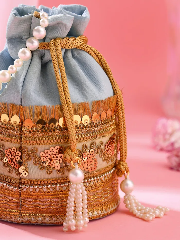 Yellow Chimes Bracelets Yellow Chimes Potli Bags Traditional Handcrafted Handbags 18cm x 13cm Multicolor
