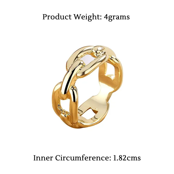 Yellow Chimes Bracelets Yellow Chimes Rings for Women Girls Ring for Girls Gold Tone Chain Designed Finger Ring for Women Birthday Gift For girls women Anniversary Gift for Wife