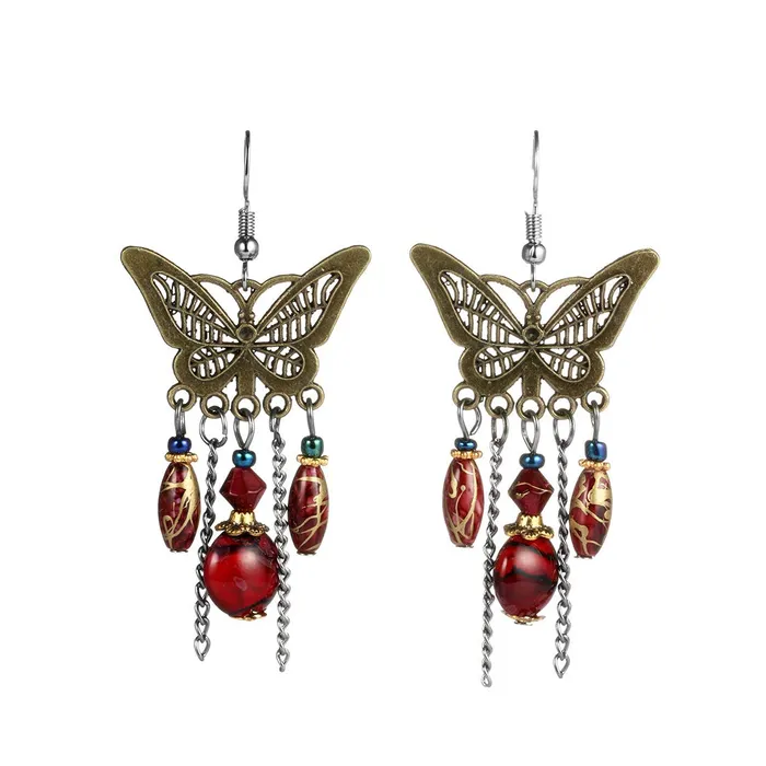 Yellow Chimes Butterfly Dangles Red Silver Earring for Women Girls Yellow Chimes Earrings
