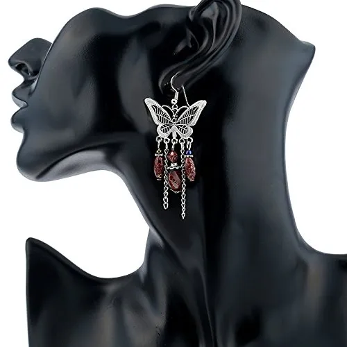Yellow Chimes Butterfly Dangles Red Silver Earring for Women Girls Yellow Chimes Earrings