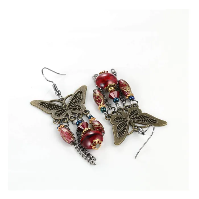 Yellow Chimes Butterfly Dangles Red Silver Earring for Women Girls Yellow Chimes Earrings
