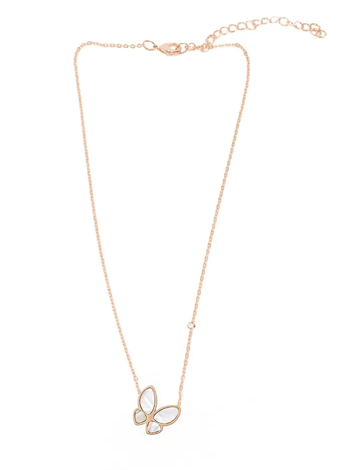 Yellow Chimes Butterfly Pendant for Women Rose GoldPlated Stainless Steel Butterfly Chain Pendant Necklace for Women and Girls Yellow Chimes Earrings