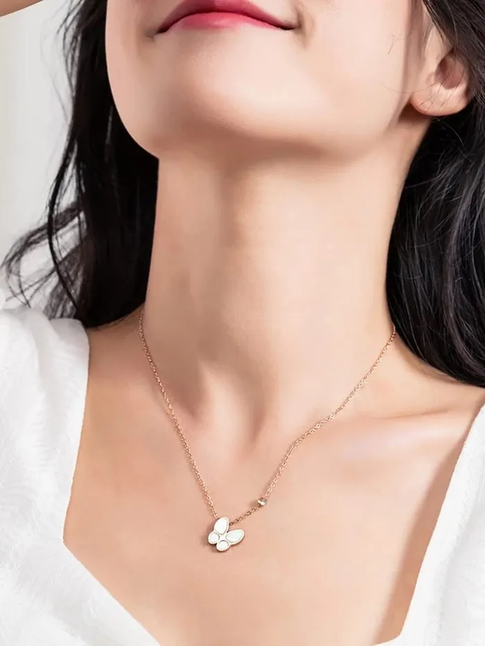 Yellow Chimes Butterfly Pendant for Women Rose GoldPlated Stainless Steel Butterfly Chain Pendant Necklace for Women and Girls Yellow Chimes Earrings