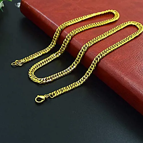 Yellow Chimes Classic 316L Stainless Steel Unisex Gold Chain for Women and Men Yellow Chimes Necklaces