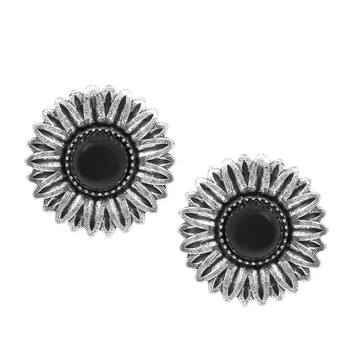 Yellow Chimes Classic German Silver Oxidised Jewellery Set Designer Floral Crafted Traditional Choker Necklace Set Jewellery Set For Women Oxidized SilverBlack YctjnsOxdcirchkBk Yellow Chimes Earrings