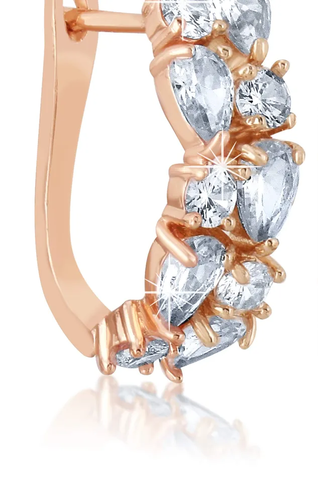 Yellow Chimes Clip On Earrings for Women 18K Rose Gold Plated Sparkling Flowerets Vine Swiss Zircon Crystal Clip On Earrings and Girls Yellow Chimes Rings