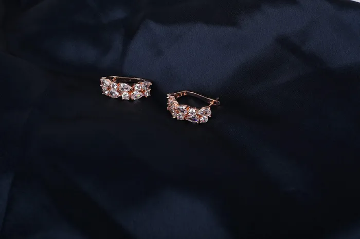 Yellow Chimes Clip On Earrings for Women 18K Rose Gold Plated Sparkling Flowerets Vine Swiss Zircon Crystal Clip On Earrings and Girls Yellow Chimes Rings