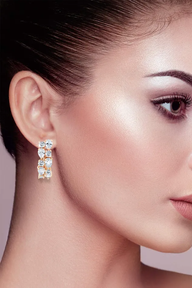 Yellow Chimes Clip On Earrings for Women 18K Rose Gold Plated Sparkling Flowerets Vine Swiss Zircon Crystal Clip On Earrings and Girls Yellow Chimes Rings