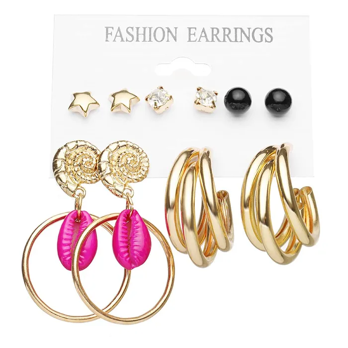 Yellow Chimes Combo Earrings for Women Set of 5 Pairs Gold Plated Combo Studs Hoop Earrings Set For Women And Girls Yellow Chimes Bracelets