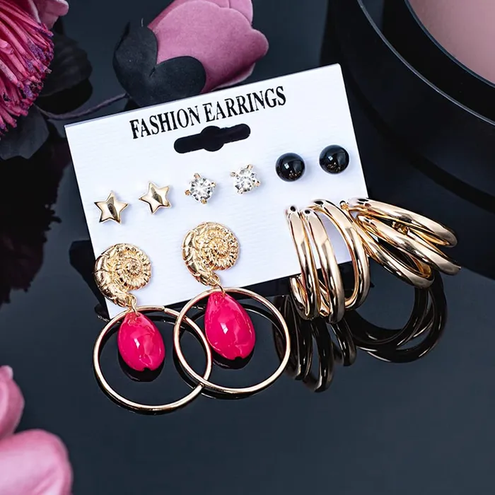Yellow Chimes Combo Earrings for Women Set of 5 Pairs Gold Plated Combo Studs Hoop Earrings Set For Women And Girls Yellow Chimes Bracelets