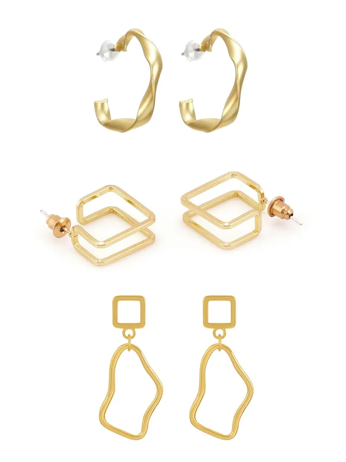 Yellow Chimes Combo of 3 Pairs Latest Fashion Gold Plated Geometric Design Drop Earrings for Women and Girls Medium YCFJER16GEOMTRCCGL Yellow Chimes Necklaces Yellow Chimes Combo of 3 Pairs Latest Fashion Gold Plated Geometric Design Drop Earrings for Women and Girls Medium YCFJER16GEOMTRCCGL Yellow Chimes Necklaces