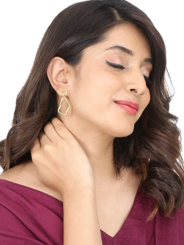 Yellow Chimes Combo of 3 Pairs Latest Fashion Gold Plated Geometric Design Drop Earrings for Women and Girls Medium YCFJER16GEOMTRCCGL Yellow Chimes Necklaces