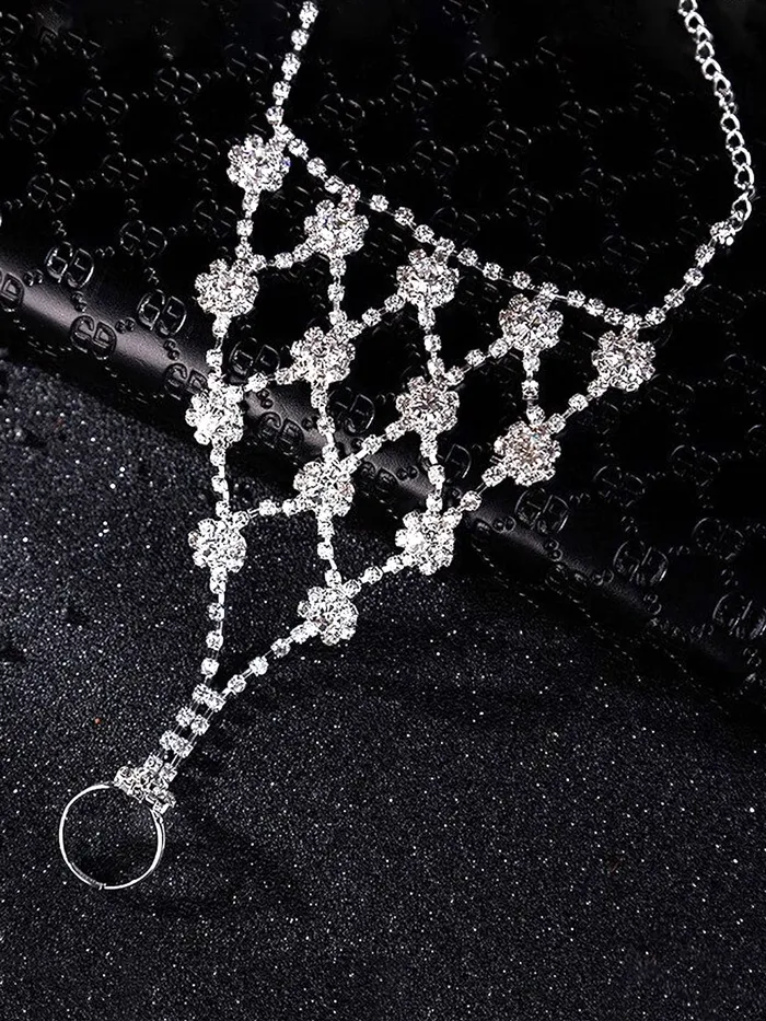 Yellow Chimes Crystal Anklets with Toe Ring for Women Beach Anklet Chain with White Crystals Ladys Beach Wedding Foot Jewelry For Women and Girls Yellow Chimes Earrings