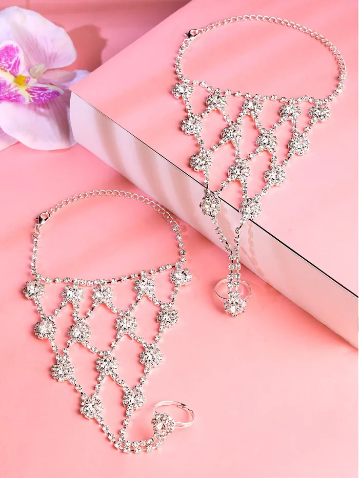 Yellow Chimes Crystal Anklets with Toe Ring for Women Beach Anklet Chain with White Crystals Ladys Beach Wedding Foot Jewelry For Women and Girls Yellow Chimes Earrings