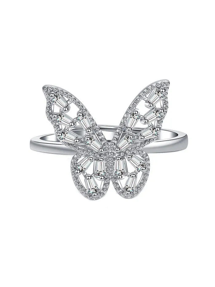 Yellow Chimes Crystal Rings For Women Butterfly Charm Ring For Women Rhodium Plated Finger Ring for Girls Birthday Gift For Girls Women Anniversary Gift for Wife Yellow Chimes Necklaces