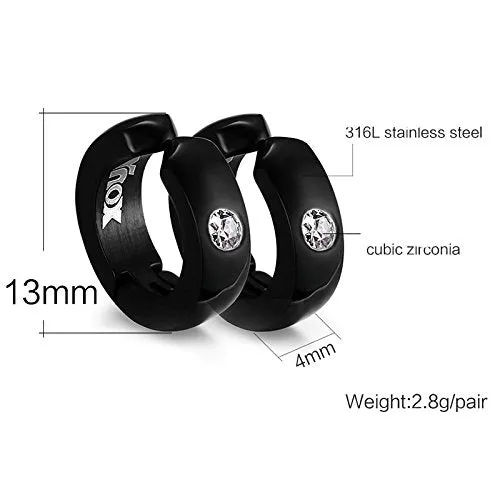Yellow Chimes Crystal Studded Stainless Steel Black Hoops Earrings for MenUnisex Yellow Chimes Necklaces