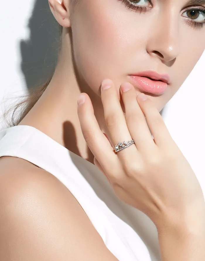 Yellow Chimes Crystals from Swarovski Exclusive Silver Crown Ring for Women and Girls Yellow Chimes Necklaces