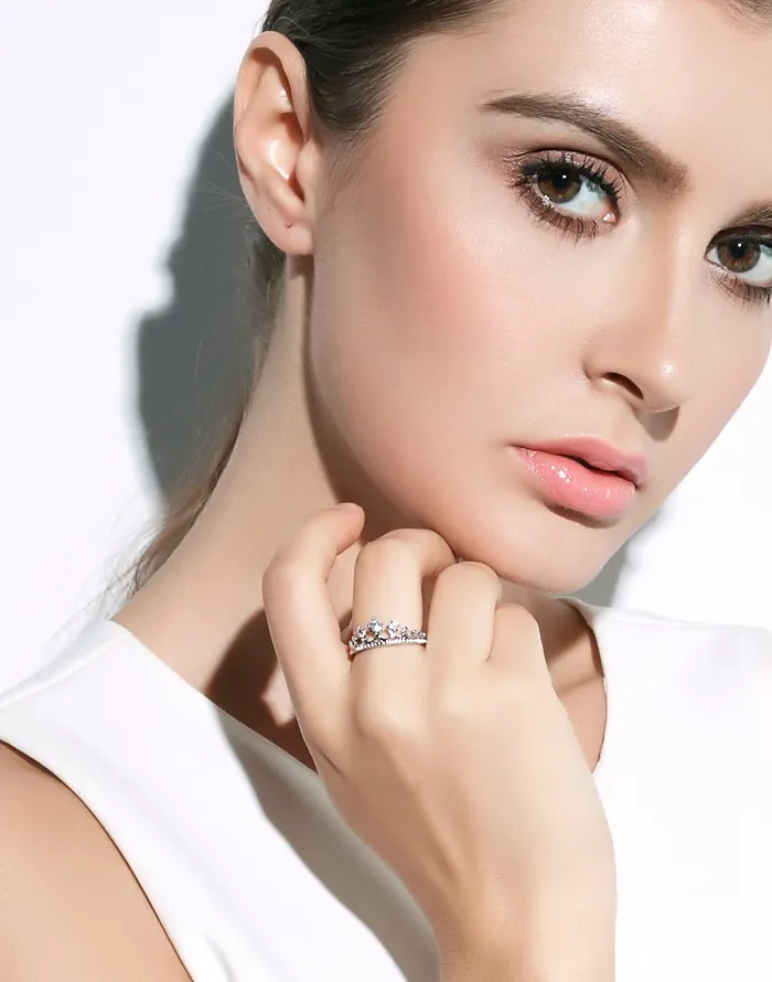 Yellow Chimes Crystals from Swarovski Exclusive Silver Crown Ring for Women and Girls Yellow Chimes Necklaces