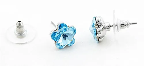 Yellow Chimes Crystals from Swarovski Platinum Plated Flower Crystal Earrings for Women and Girls Aquamarine Yellow Chimes Earrings