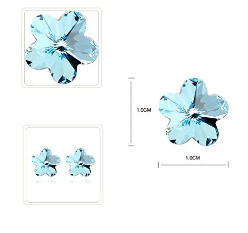 Yellow Chimes Crystals from Swarovski Platinum Plated Flower Crystal Earrings for Women and Girls Aquamarine Yellow Chimes Earrings