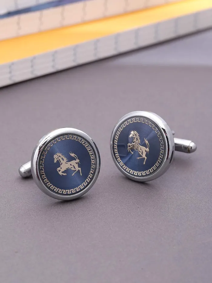 Yellow Chimes Cufflinks for Men and Boys Blue Cuff links Formal Stainless Steel Golden Running Horse Cufflink Birthday Gift for Men and Boys Anniversary Gift for Husband Yellow Chimes Earrings