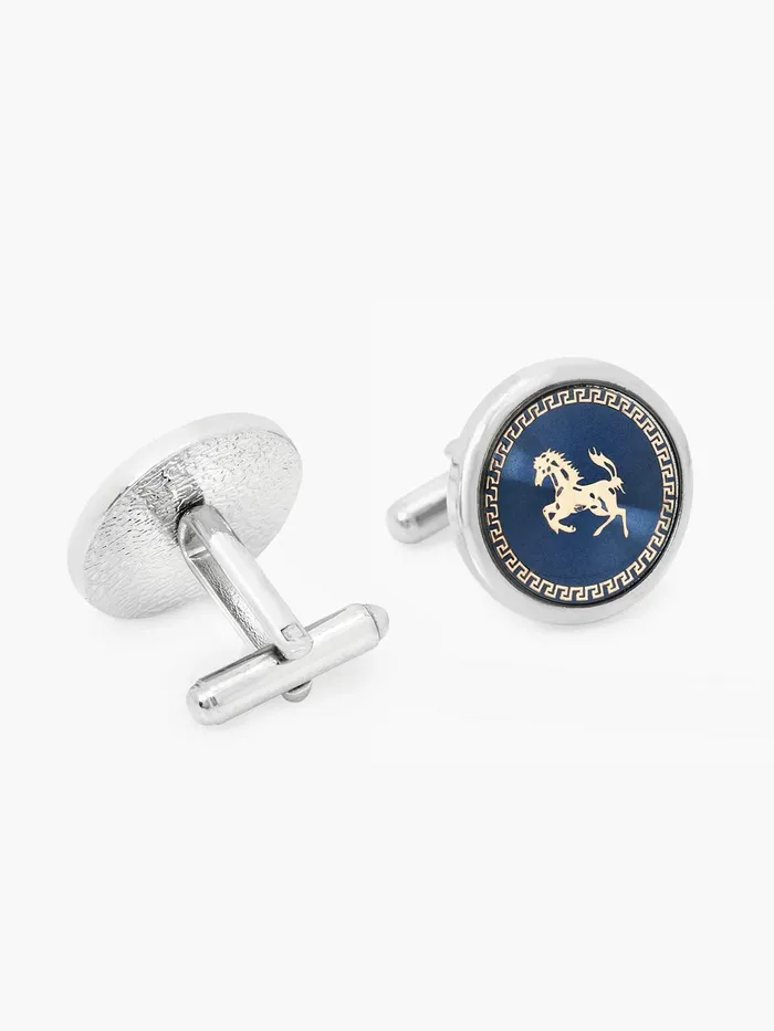 Yellow Chimes Cufflinks for Men and Boys Blue Cuff links Formal Stainless Steel Golden Running Horse Cufflink Birthday Gift for Men and Boys Anniversary Gift for Husband Yellow Chimes Earrings