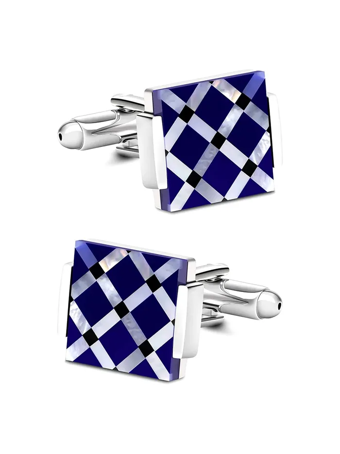Yellow Chimes Cufflinks for Men Cuff links Stainless Steel Blue Formal Silver Cufflinks for Men and Boys Yellow Chimes Earrings