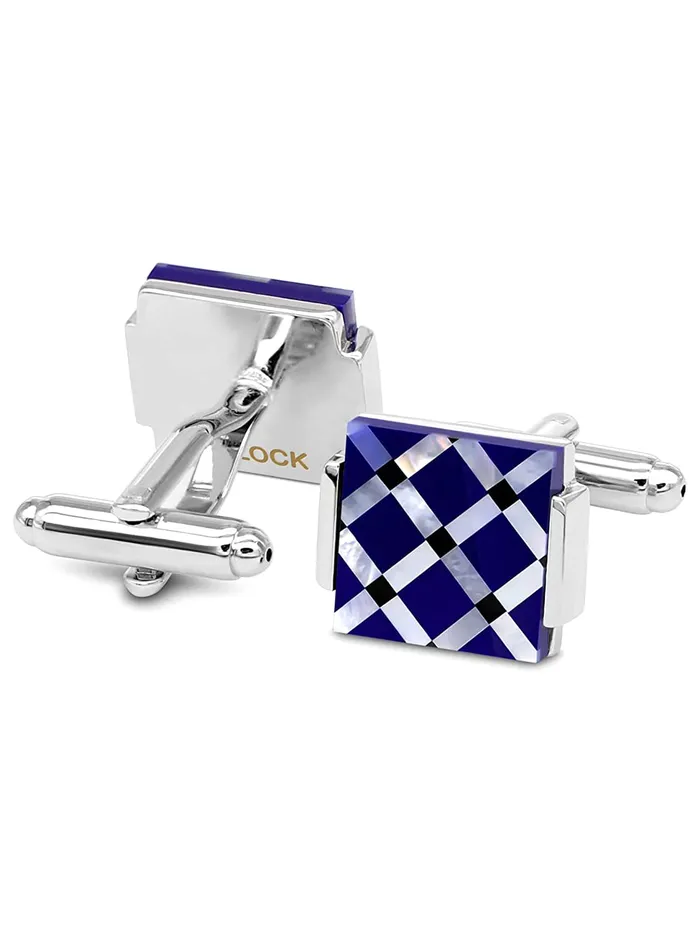 Yellow Chimes Cufflinks for Men Cuff links Stainless Steel Blue Formal Silver Cufflinks for Men and Boys Yellow Chimes Earrings