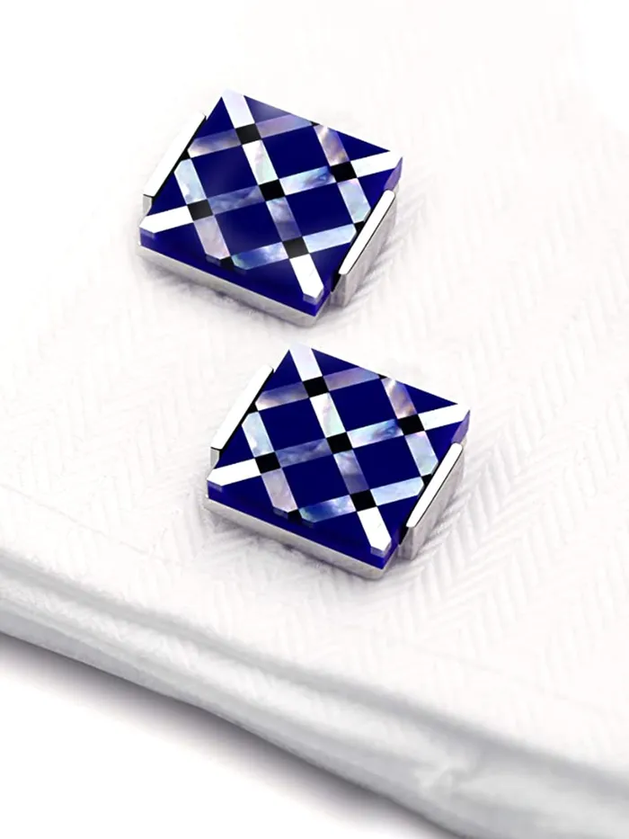 Yellow Chimes Cufflinks for Men Cuff links Stainless Steel Blue Formal Silver Cufflinks for Men and Boys Yellow Chimes Earrings