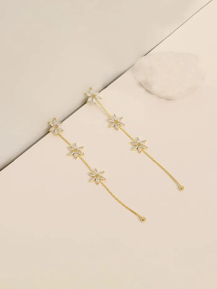 Yellow Chimes Dangler Drop Earring for Womens Gold Plated Crystal Studded Floral Designed Dangler Drop Earrings for Women and Girls Yellow Chimes Necklaces