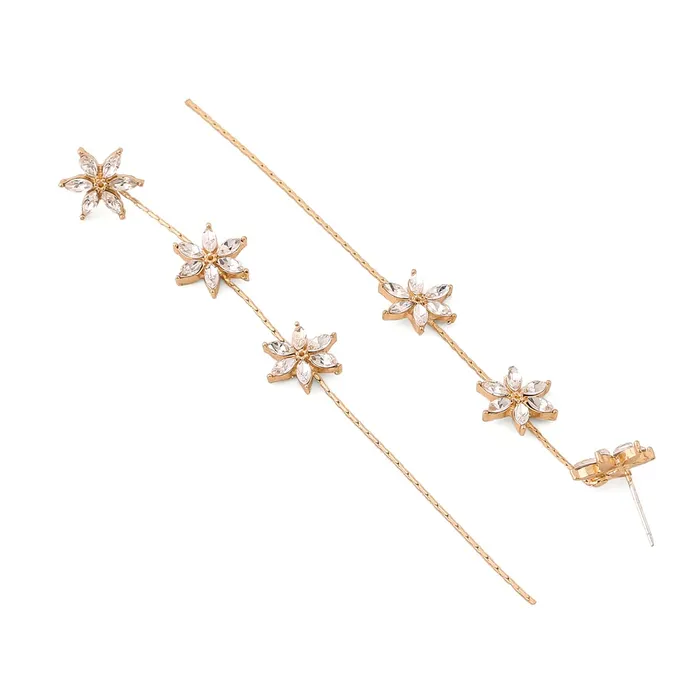 Yellow Chimes Dangler Drop Earring for Womens Gold Plated Crystal Studded Floral Designed Dangler Drop Earrings for Women and Girls Yellow Chimes Necklaces