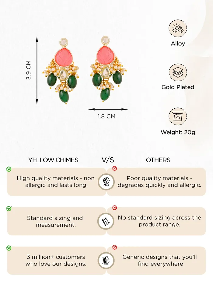 Yellow Chimes Earrings Drop Earrings Gold Plated Multicolor for Women 62cm x 32cm Elegant Lightweight
