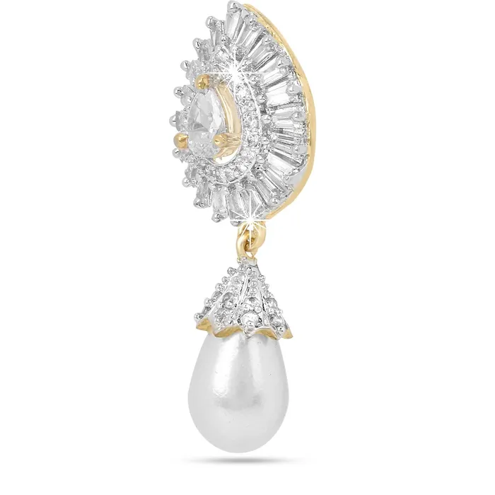 Yellow Chimes Earrings for Women ADAmerican Diamond White Earrings 18k Gold Plated HandCrafted Pearl Drop Earrings for Women and Girls Yellow Chimes Earrings