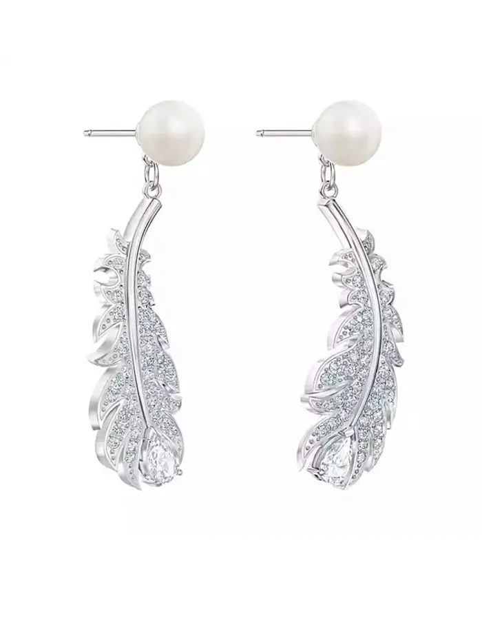 Yellow Chimes Earrings for Women and Girls Drop Earrings for Girls Silver Toned Leaf Drop Designed with Pearl Drop Earrings Birthday Gift for girls and women Anniversary Gift for Wife Yellow Chimes Necklaces