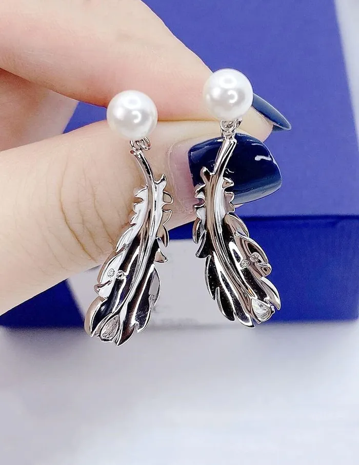 Yellow Chimes Earrings for Women and Girls Drop Earrings for Girls Silver Toned Leaf Drop Designed with Pearl Drop Earrings Birthday Gift for girls and women Anniversary Gift for Wife Yellow Chimes Necklaces