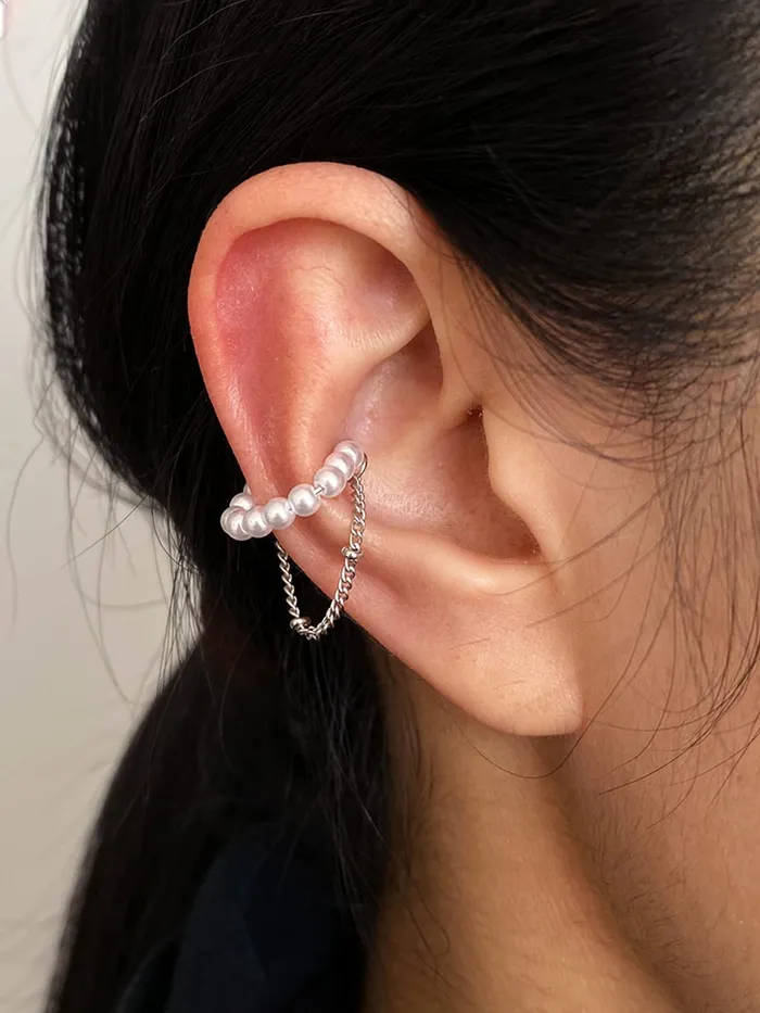 Yellow Chimes Earrings for Women and Girls Fashion Silver Ear Cuff Adjustable Ear Cuff Pearl Cartilage Ear Clips Birthday Gift for Girls and Women Anniversary Gift for Wife Yellow Chimes Necklaces