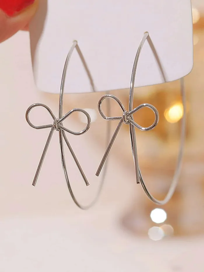 Yellow Chimes Earrings for Women and Girls Hoop Earrings for Girls Silver Toned Bow Designed Hoop Earrings Birthday Gift for girls and women Anniversary Gift for Wife Yellow Chimes Earrings