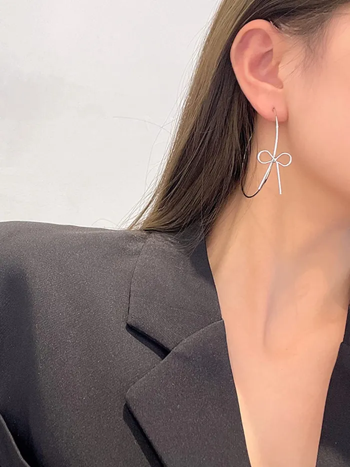 Yellow Chimes Earrings for Women and Girls Hoop Earrings for Girls Silver Toned Bow Designed Hoop Earrings Birthday Gift for girls and women Anniversary Gift for Wife Yellow Chimes Earrings
