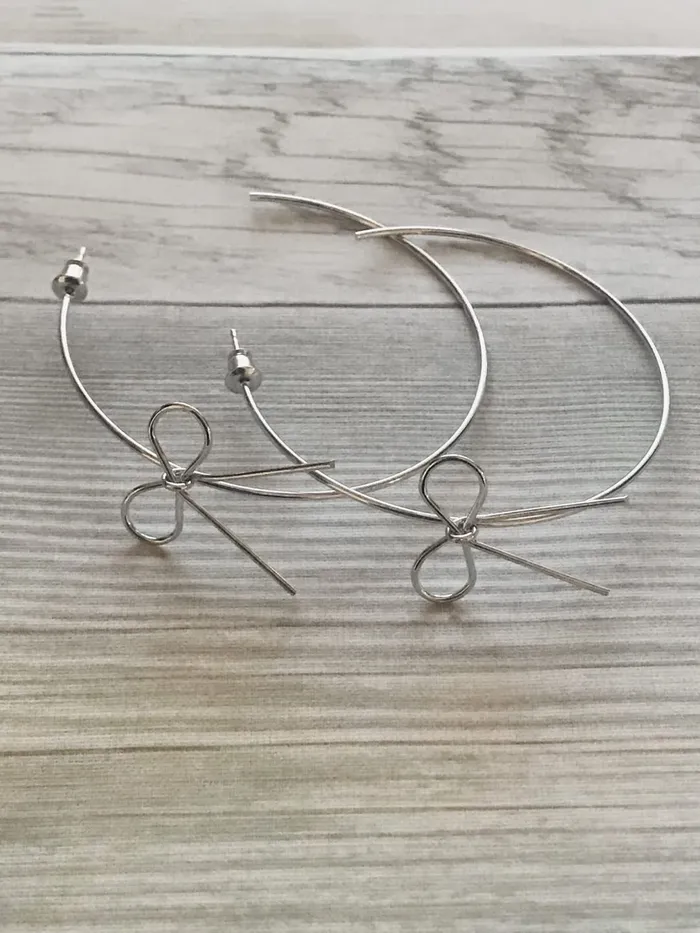 Yellow Chimes Earrings for Women and Girls Hoop Earrings for Girls Silver Toned Bow Designed Hoop Earrings Birthday Gift for girls and women Anniversary Gift for Wife Yellow Chimes Earrings