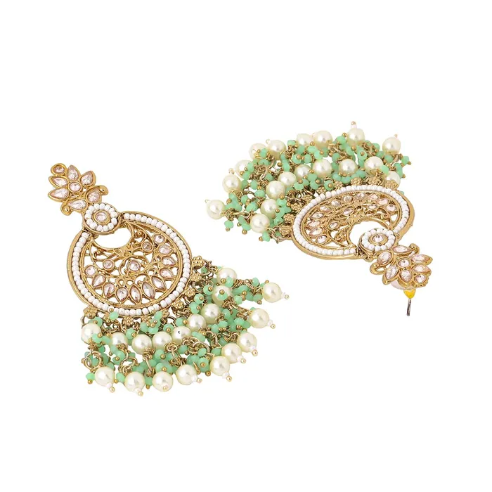 Yellow Chimes Earrings for Women and Girls Kundan Chandbali Gold Plated Kundan Studded Beads Drop Chandbali Earrings Birthday Gift for girls and women Anniversary Gift for Wife Yellow Chimes Necklaces