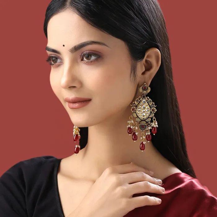 Yellow Chimes Earrings for Women and Girls Kundan Drop Earrings for Women Gold Plated Girl Designed Drop Earrings Birthday Gift for girls and women Anniversary Gift for Wife Yellow Chimes Earrings