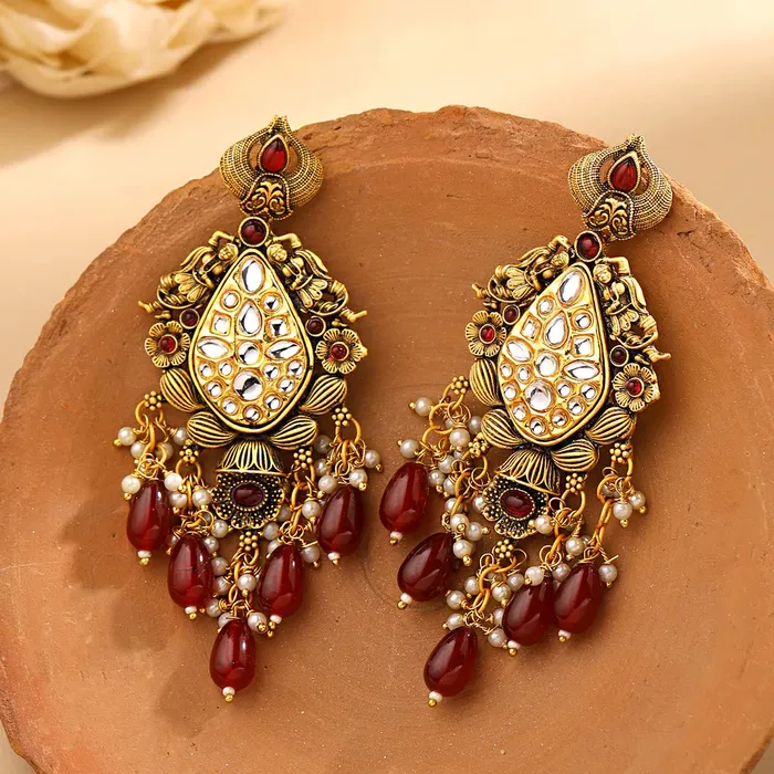 Yellow Chimes Earrings for Women and Girls Kundan Drop Earrings for Women Gold Plated Girl Designed Drop Earrings Birthday Gift for girls and women Anniversary Gift for Wife Yellow Chimes Earrings