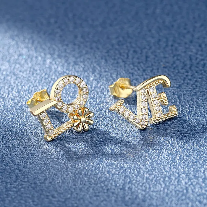 Yellow Chimes Earrings for Women and Girls Studs for Women Gold Toned LOVE Stud Earrings Birthday and Valentine Gift for girls and women Anniversary Gift for Wife Yellow Chimes Necklaces