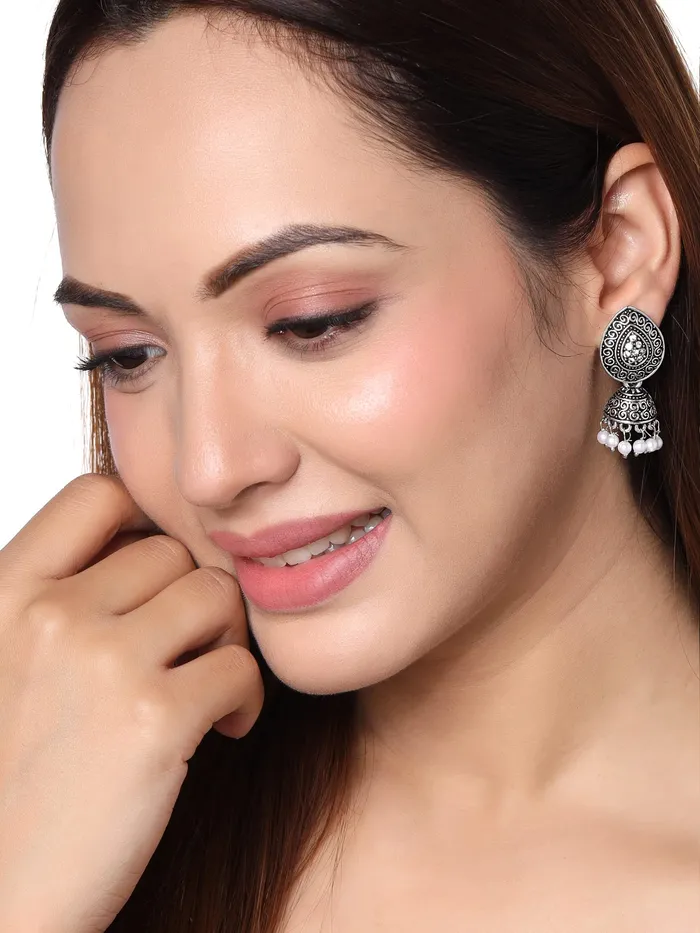 Yellow Chimes Earrings for Women and Girls Traditional Silver Oxidised JhumkaGerman Silver Combo of 3 Pairs Jhumki EarringsBirthday Gift For girls and women Anniversary Gift for Wife Yellow Chimes Earrings