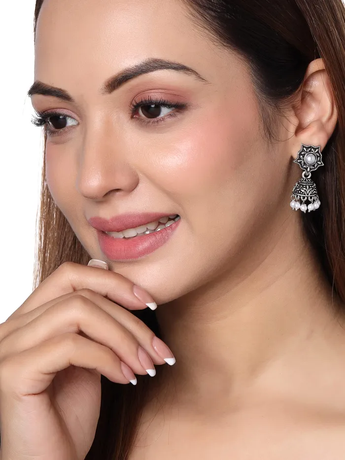 Yellow Chimes Earrings for Women and Girls Traditional Silver Oxidised JhumkaGerman Silver Combo of 3 Pairs Jhumki EarringsBirthday Gift For girls and women Anniversary Gift for Wife Yellow Chimes Earrings