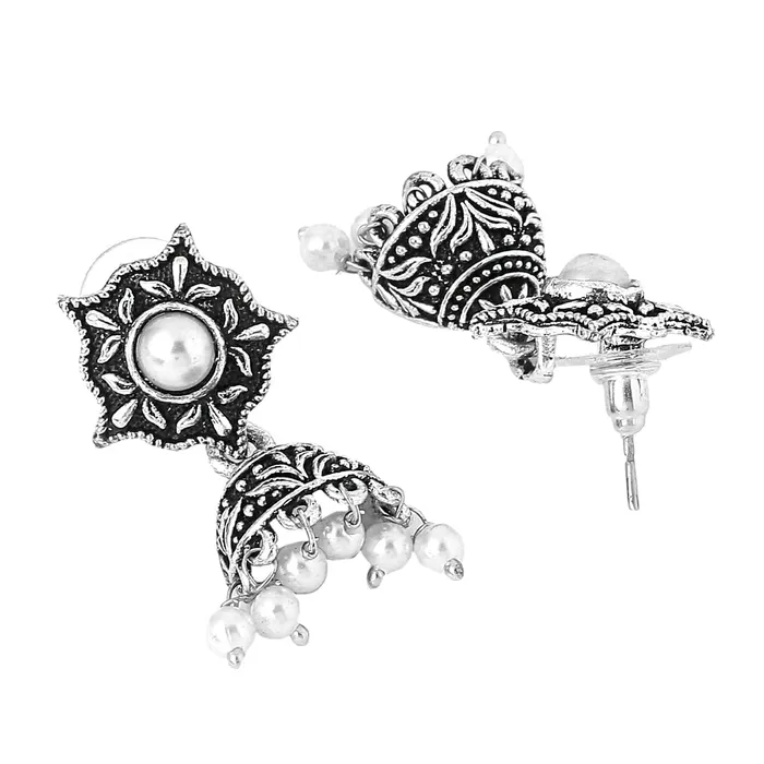 Yellow Chimes Earrings for Women and Girls Traditional Silver Oxidised JhumkaGerman Silver Combo of 3 Pairs Jhumki EarringsBirthday Gift For girls and women Anniversary Gift for Wife Yellow Chimes Earrings