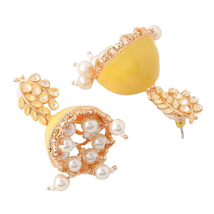 Yellow Chimes Earrings for Women and Girls Yellow Meenakari Jhumka Gold Plated Jhumki Earrings Birthday Gift for girls and women Anniversary Gift for Wife Yellow Chimes Earrings