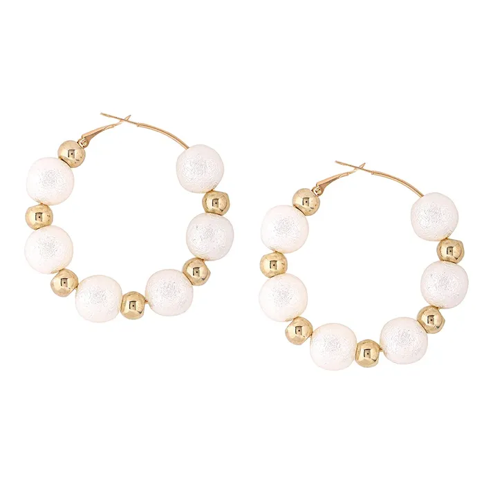 Yellow Chimes Earrings For Women Gold Tone Big Pearl Small Golden Bead Studded Hoop For Women and Girls Yellow Chimes Earrings